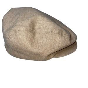 - Dobb's 5th Ave New York Tan wool SZ 7 1/8 golf hat with button bill newsboy